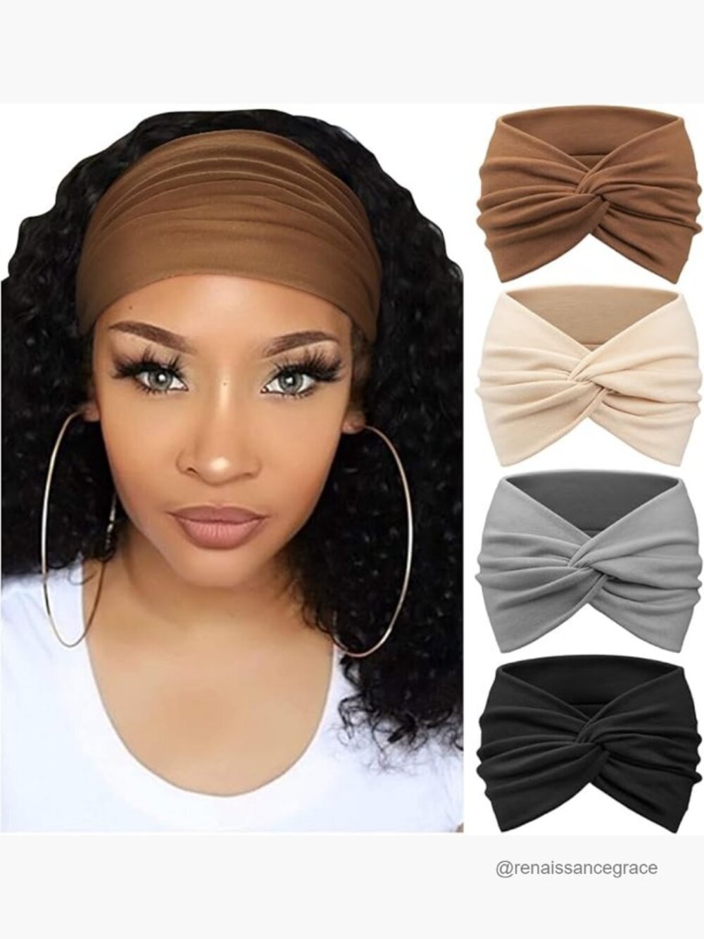 4 Pack Wide Turban Headbands Vintage Knotted Stretchy Hair Accessories
